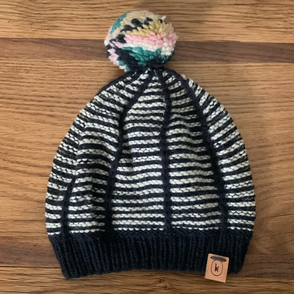 Hand knit beanie with Pom Pom